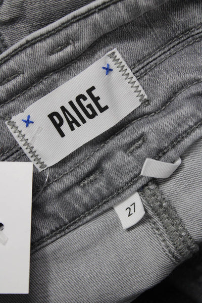 Paige Womens Gray Cropped Paperbag High Rise Jeans 28 Inseam Size 27