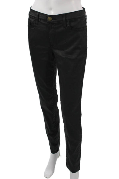 Current Elliott Womens Ankle High Rise Black Jeans Button Size 30
