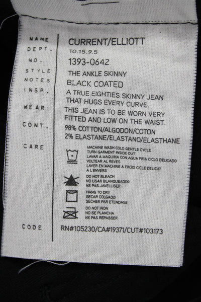Current Elliott Womens Ankle High Rise Black Jeans Button Size 30