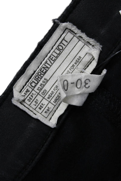 Current Elliott Womens Ankle High Rise Black Jeans Button Size 30