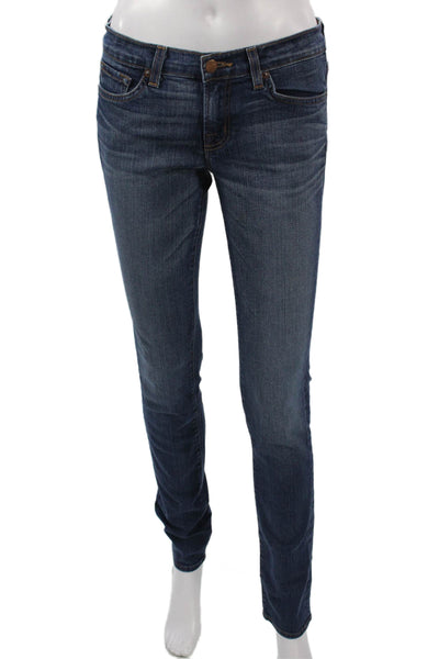J Brand Womens Skinny High Rise Dark Blue Jeans Button Size 28