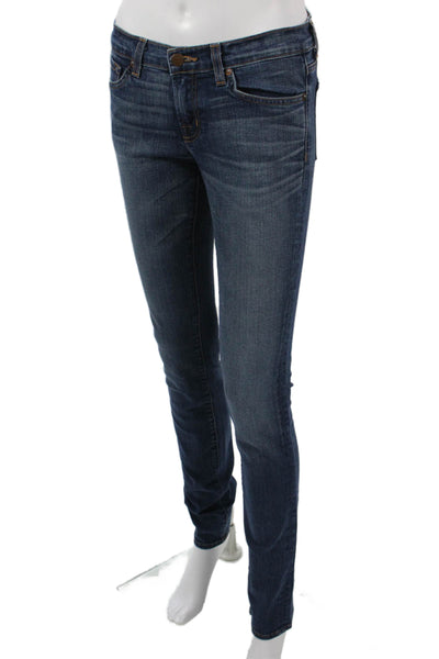 J Brand Womens Skinny High Rise Dark Blue Jeans Button Size 28