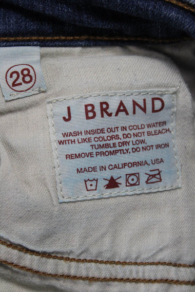 J Brand Womens Skinny High Rise Dark Blue Jeans Button Size 28