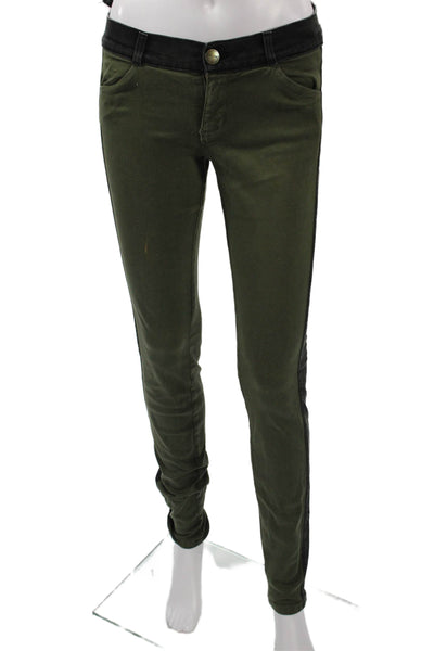 Current/Elliott Womens Green High Rise Jeggings Button Fly 32 Inseam Size 27