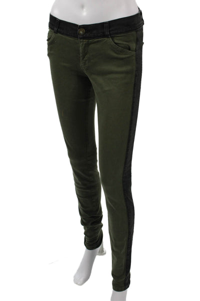 Current/Elliott Womens Green High Rise Jeggings Button Fly 32 Inseam Size 27