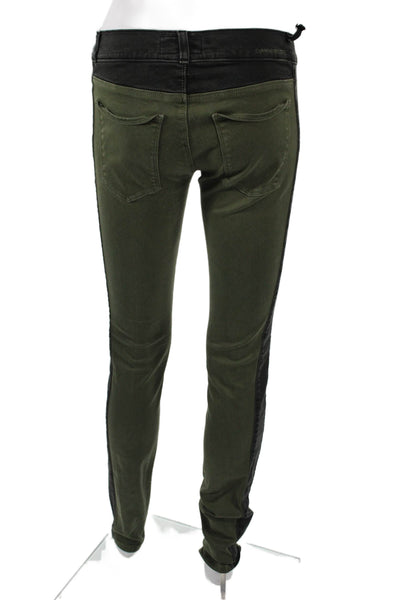 Current/Elliott Womens Green High Rise Jeggings Button Fly 32 Inseam Size 27