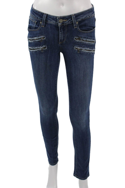 Paige Womens Skinny Ankle Dark Blue Jeans Size 26