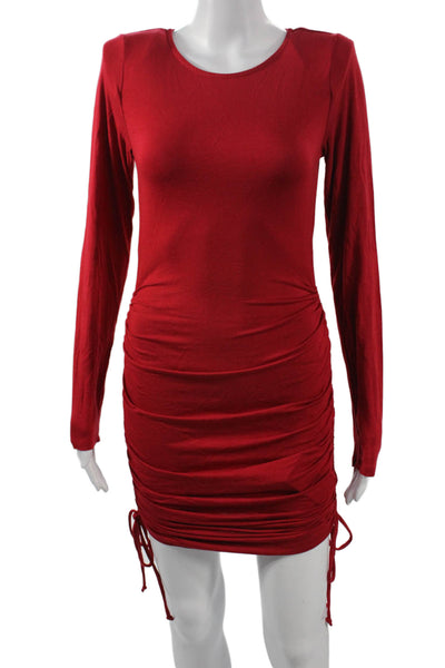 Socialite Women Bodycon Mini Dress Red Long Sleeve Size S