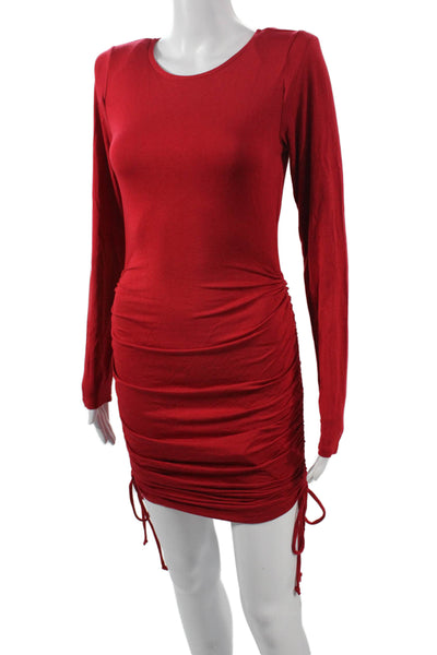 Socialite Women Bodycon Mini Dress Red Long Sleeve Size S