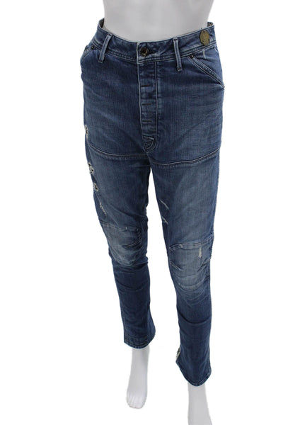 G Star Raw Women Dark Blue Tapered Ankle Jeans Mid Rise 34 Inseam Size 28