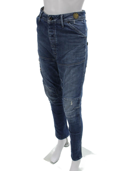 G Star Raw Women Dark Blue Tapered Ankle Jeans Mid Rise 34 Inseam Size 28