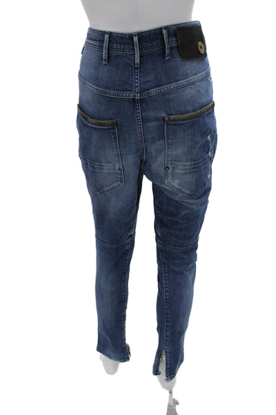 G Star Raw Women Dark Blue Tapered Ankle Jeans Mid Rise 34 Inseam Size 28