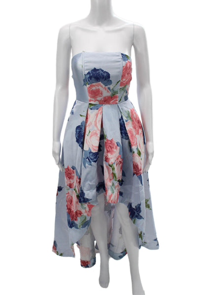 Speechless Womens Fit & Flare Sundress Light Blue Floral Zip Size 1
