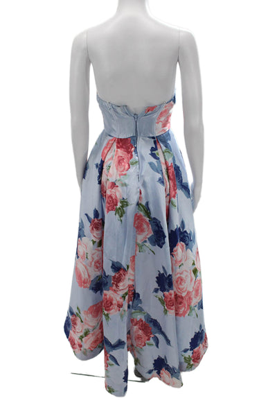 Speechless Womens Fit & Flare Sundress Light Blue Floral Zip Size 1