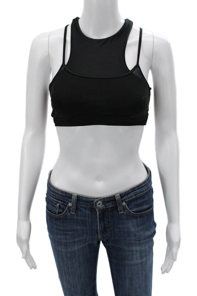 Body Glove Womens Strappy Back Mesh Trim Diversion Sports Bra Black Size XS