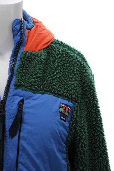 Super Dry Womens Green Nylon Windbreaker Jacket High Neck Long Sleeve Size 4