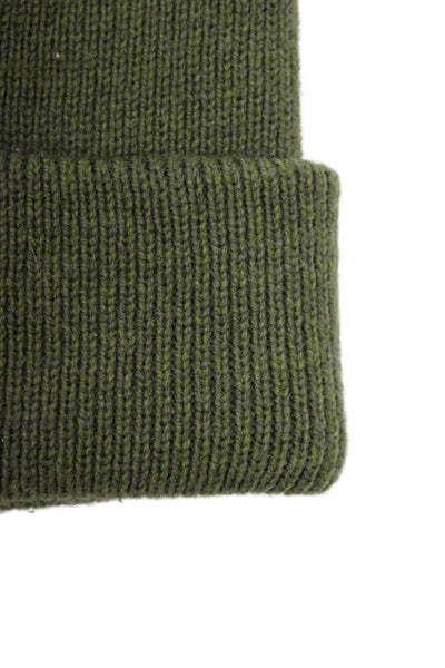 G Star Raw Unisex Ribbed Knit Beanie Hat Olive Green One Size
