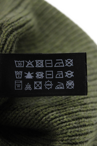 G Star Raw Unisex Ribbed Knit Beanie Hat Olive Green One Size