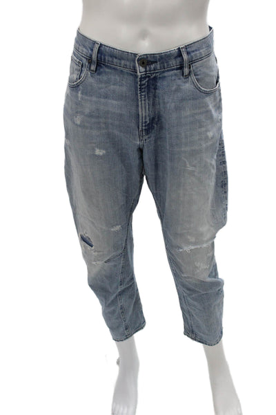 G Star Raw Womens Cropped Jeans Light Blue Button Size 29