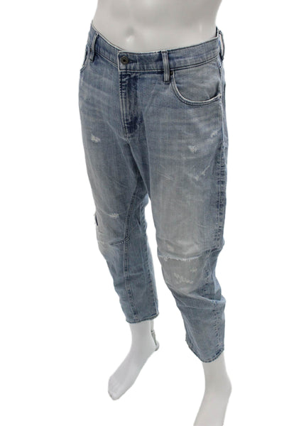 G Star Raw Womens Cropped Jeans Light Blue Button Size 29