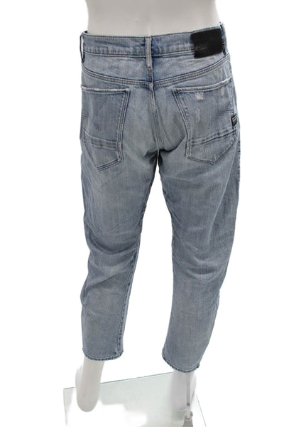 G Star Raw Womens Cropped Jeans Light Blue Button Size 29