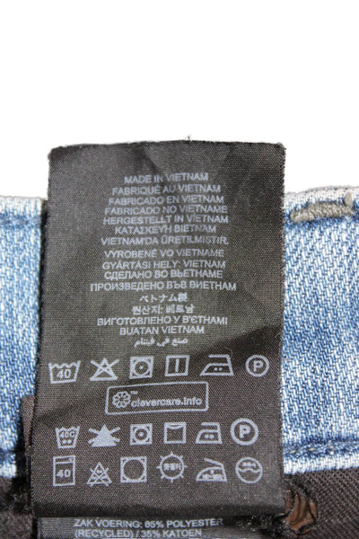 G Star Raw Womens Cropped Jeans Light Blue Button Size 29