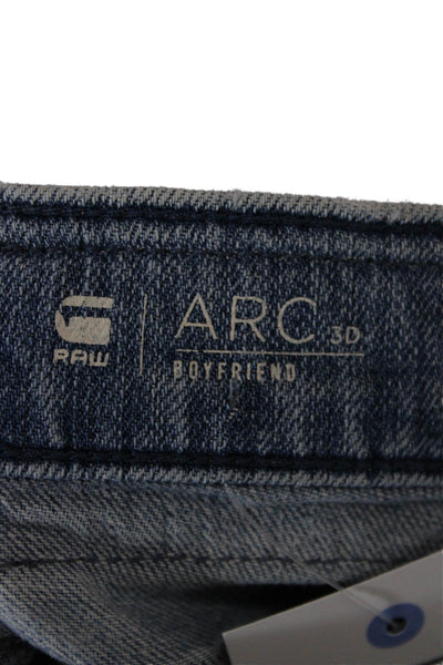 G Star Raw Womens Cropped Jeans Light Blue Button Size 29