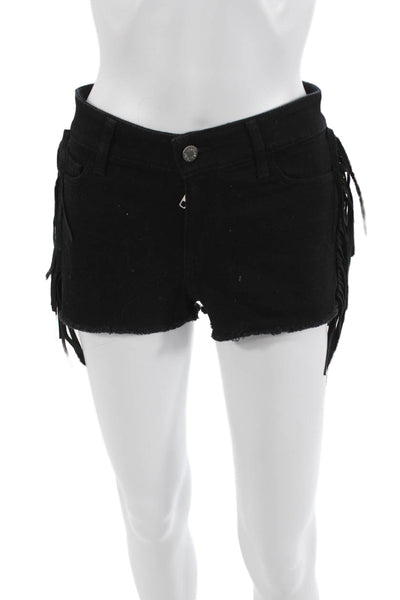 Zadig Women Biker Black Shorts 98% Cotton 2% Elastane Button Size 36