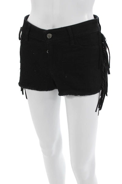 Zadig Women Biker Black Shorts 98% Cotton 2% Elastane Button Size 36