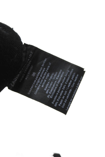 Zadig Women Biker Black Shorts 98% Cotton 2% Elastane Button Size 36