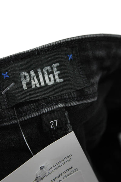 Paige Women Skinny Ankle Jeans Black High Rise Button Size 27