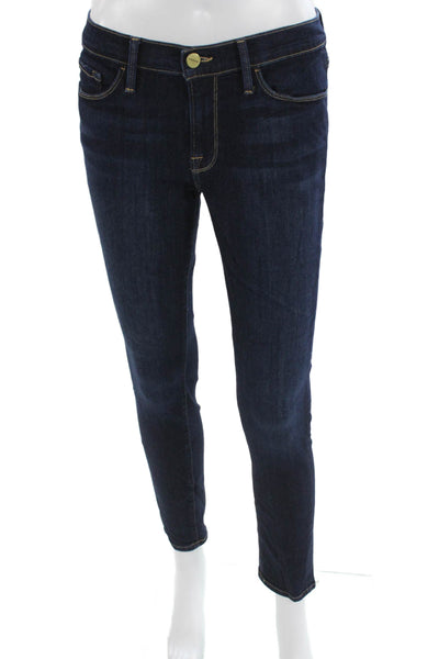 Frame Womens Dark Blue Ankle Skinny Mid-Rise Jeans Size 30
