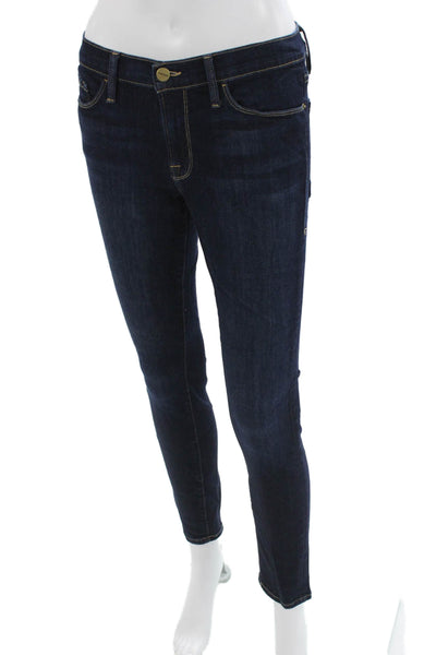 Frame Womens Dark Blue Ankle Skinny Mid-Rise Jeans Size 30
