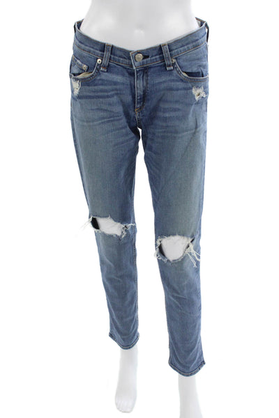 Rag & Bone Women Boyfriend Cropped Jeans Blue Mid-Rise Size 26