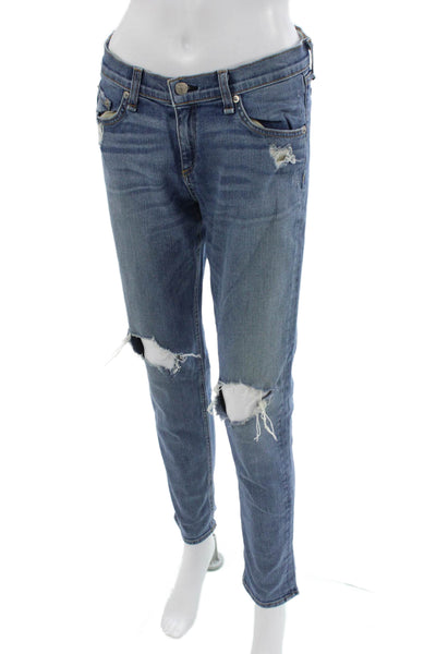 Rag & Bone Women Boyfriend Cropped Jeans Blue Mid-Rise Size 26