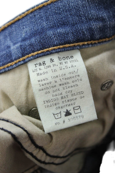 Rag & Bone Women Boyfriend Cropped Jeans Blue Mid-Rise Size 26