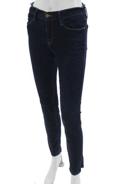 Frame Womens Skinny Jeans Dark Blue Mid Rise Button Size 29