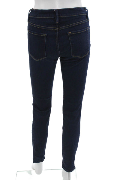 Frame Womens Skinny Jeans Dark Blue Mid Rise Button Size 29