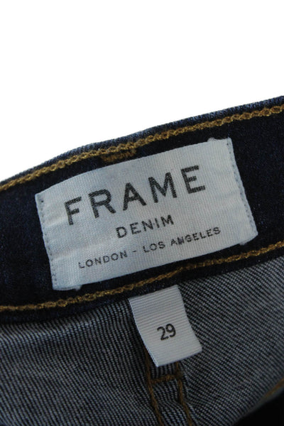 Frame Womens Skinny Jeans Dark Blue Mid Rise Button Size 29