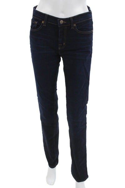J Brand Women Skinny Straight Jeans Dark Blue Mid Rise Button Size 28