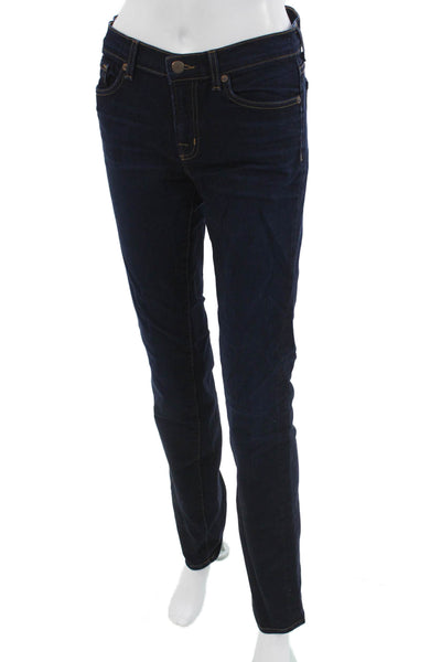 J Brand Women Skinny Straight Jeans Dark Blue Mid Rise Button Size 28