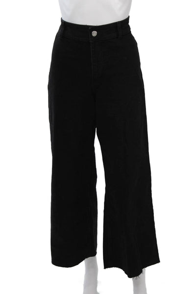 MNG Womens Cropped High Rise Black Cotton Pants Size 6