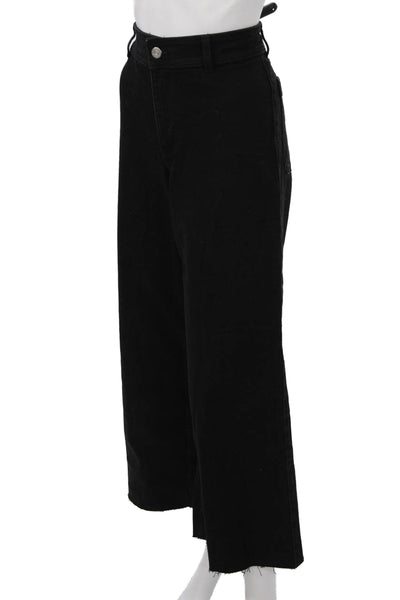 MNG Womens Cropped High Rise Black Cotton Pants Size 6