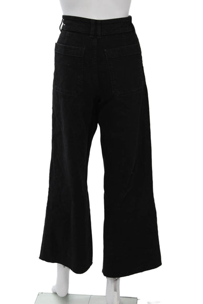 MNG Womens Cropped High Rise Black Cotton Pants Size 6