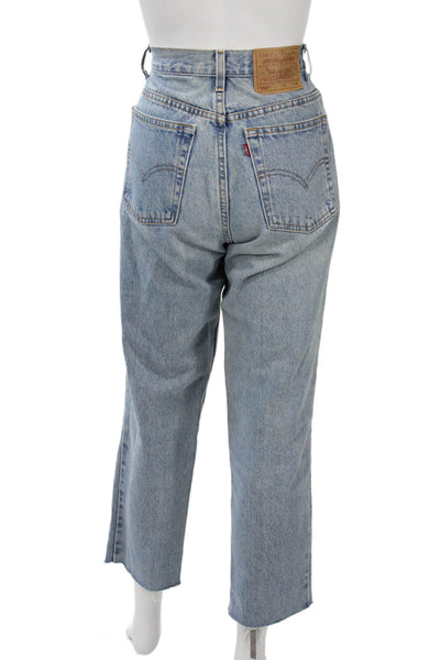 Levis Womens Cropped Tapered Jeans Light Blue High Rise 28 Inseam Size 10