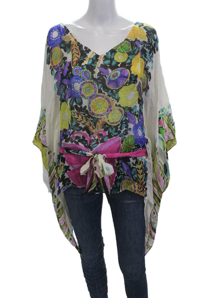 Roberto Cavalli Women Silk Floral Kimono V Neck Long Sleeve Bohemian Size 42
