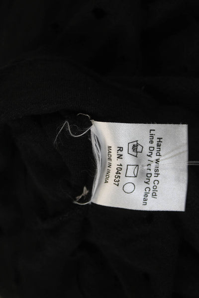 Burning Torch Women Cropped Linen Tee Black Short Sleeve Boho Size S
