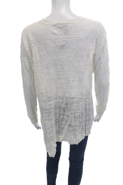 Wilt Womens Pullover Sweater White Crew Neck Long Sleeve Linen Blend Size L