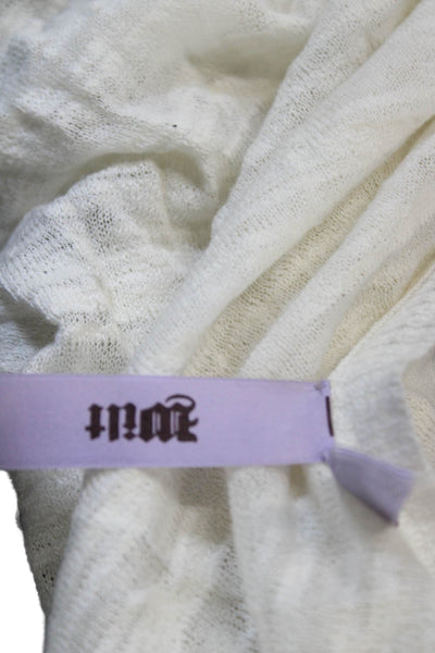 Wilt Womens Pullover Sweater White Crew Neck Long Sleeve Linen Blend Size L