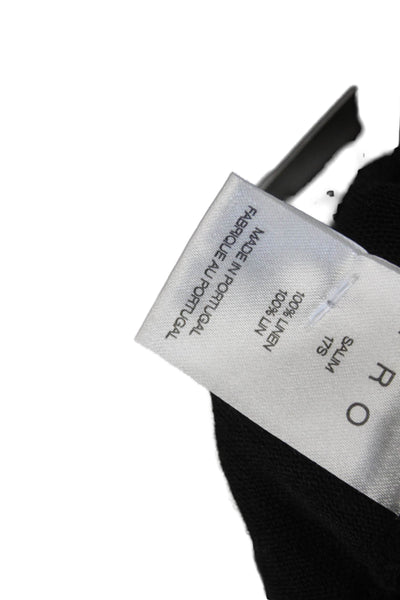 IRO Women Black Linen Round Neck Lace Up Long Sleeve Sweater Gothic Size M